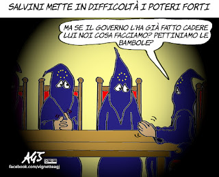 salvini, poteri forti, complotti, crisi di governo, politica, vignetta, satira