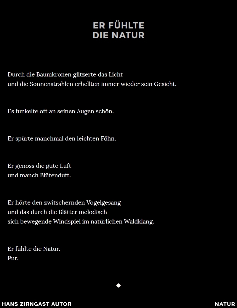 Hans Zirngast Autor - Natur-Texte - Er fühlte die Natur