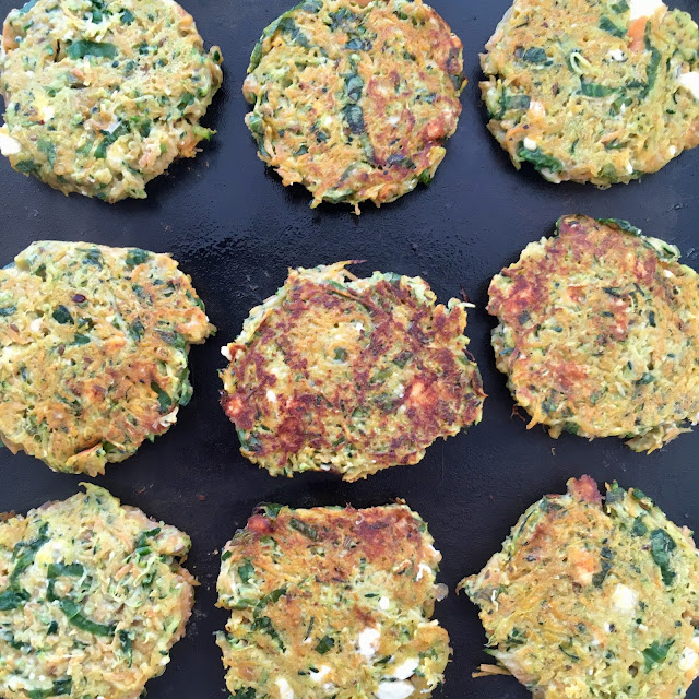 Spiced Courgette Carrot and Feta Fritters