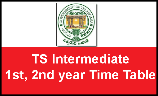 TS Telangana Intermediate 1st 2nd year Exam Time Table 2017