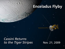 Artist's concept of Cassini's Nov. 21, 2009, Enceladus flyby
