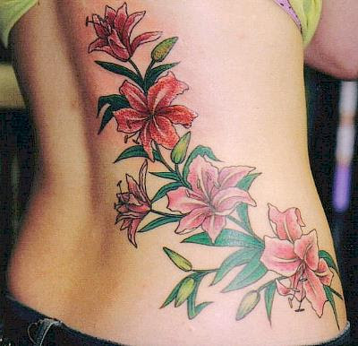 butterfly and flower tattoos,art butterfly and flower tattoos,red butterfly