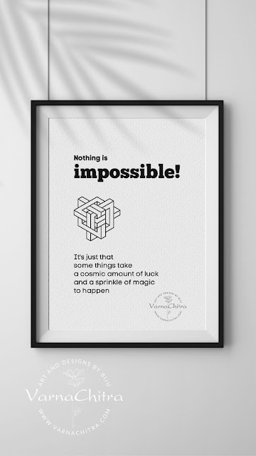 Nothing is impossible, large printable poster, minimalism, typography by Biju Varnachitra, Wall art, interior decor, accent piece, room decor