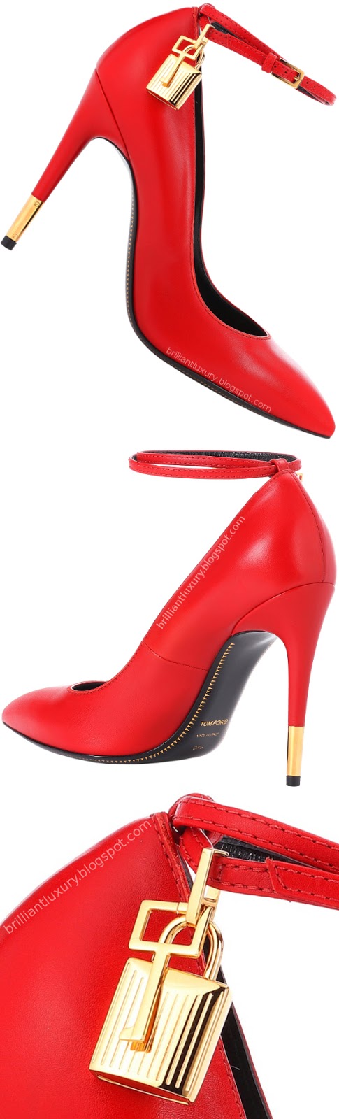 Brilliant Luxury ♦ Tom Ford Padlock red leather pumps