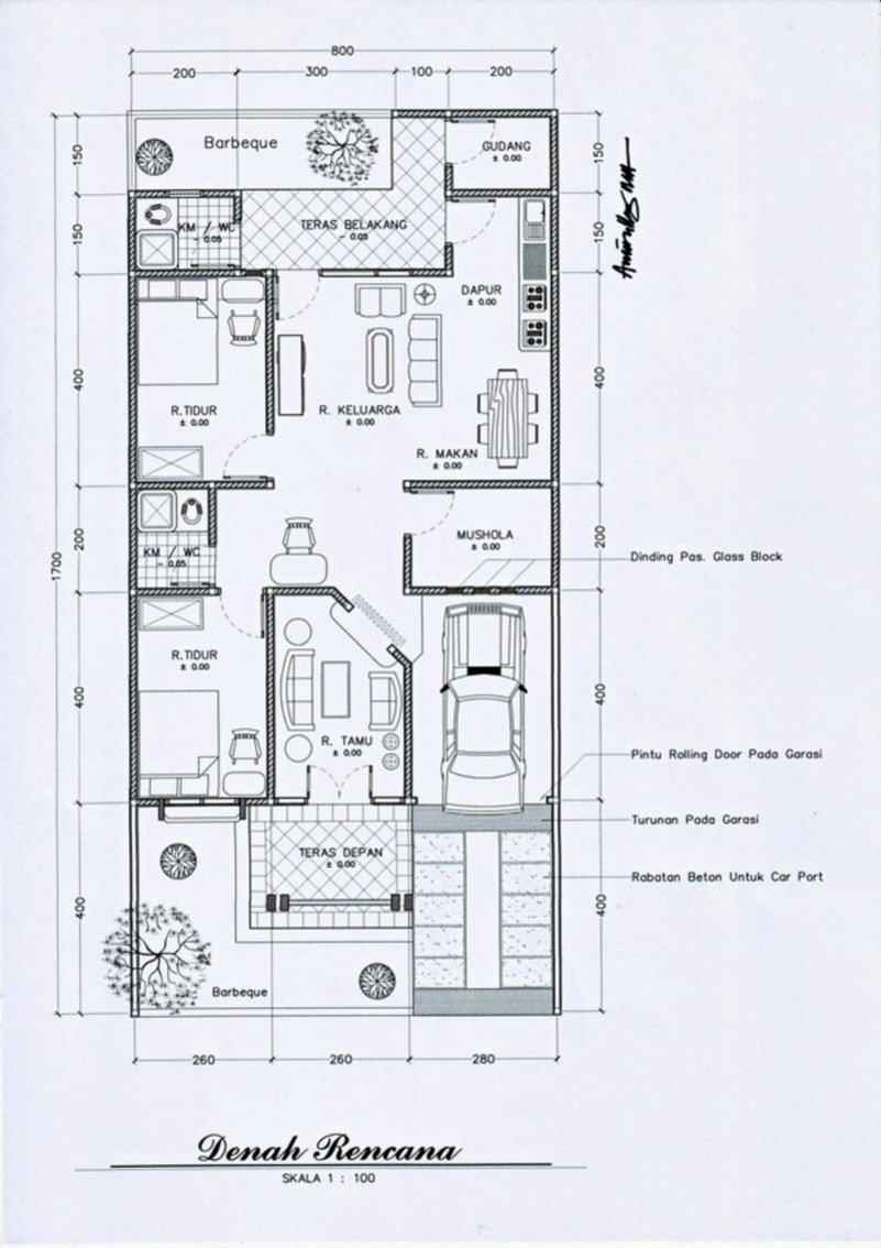  Denah  Rumah  Minimalis 1 Lantai Ukuran  7x9 Desain Rumah  