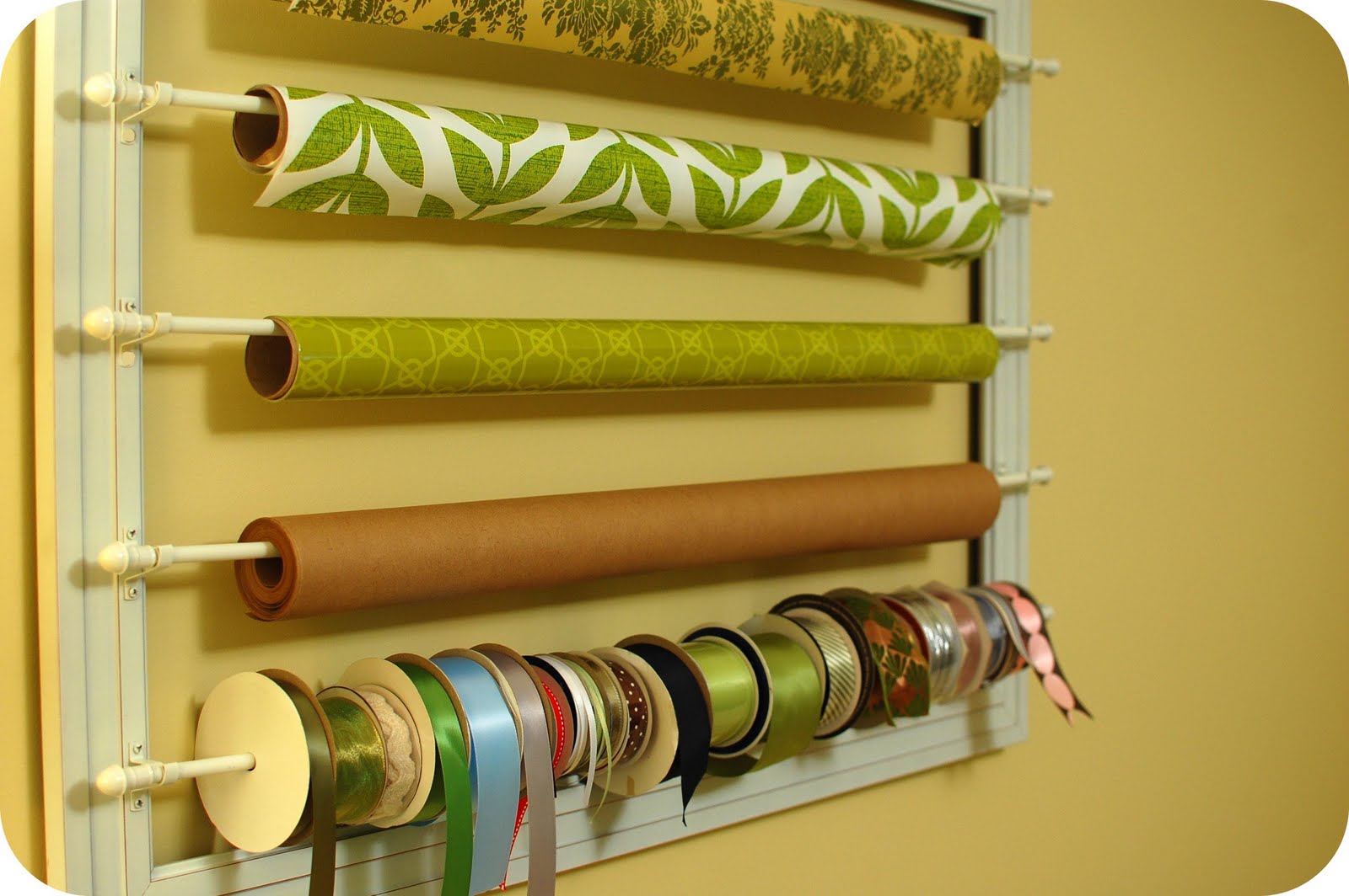 By Your Hands: Wrapping Paper Ribbon Wall Rack
