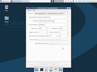 A versão 1.5 do CP2130 Configurator em execução no Devuan Chimaera.