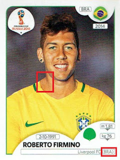 Roberto Firmino Panini World Cup 2018 mistake Bra tattoo