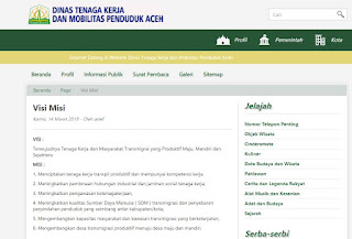 Lowongan Kerja Dinas Tenaga Kerja dan Mobilitas Penduduk Aceh