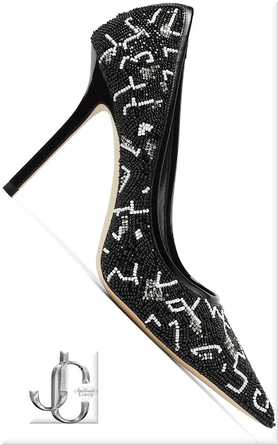 ♦Jimmy Choo ERIC HAZE LOVE black and white artwork bead embroidered pumps #jimmychoo #shoes #brilliantluxury