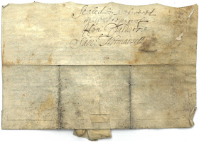 outside of indenture containing signature of justice of the peace