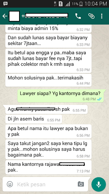 Tangkapan Layar Konsultasi Korban Over Claim Pengacara Kartu Kredit Rajawalx 7