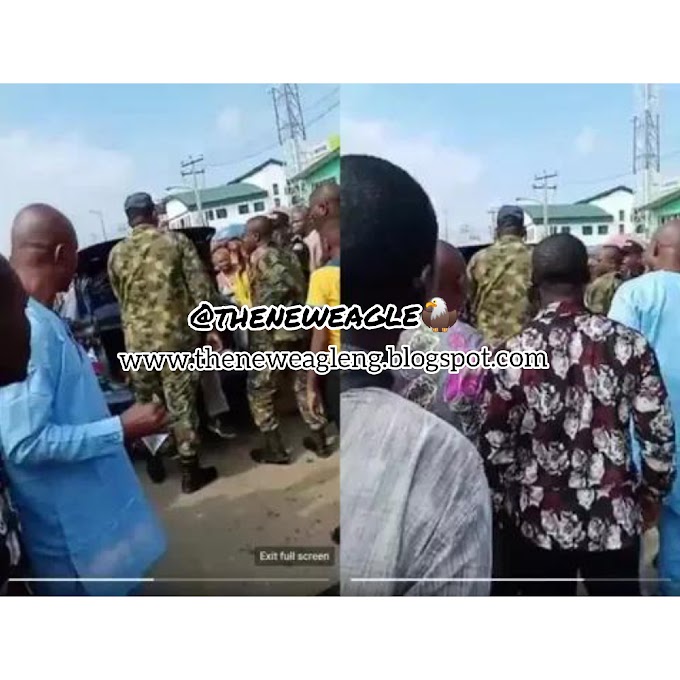 Drama As Soldiers Beat Up Police Men For Harassing A Young Man At Ikorodu Garage