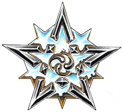 Popular Blue Middle Star Tattoo Design