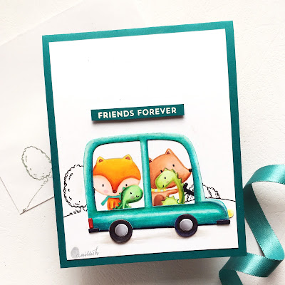 MFT Critter Caravan, Better together stamp set, Scene builder,MFT dienamics,Mftstamps, MFT,die cutting,critter card,CAS card,Copic coloring,Polychromos,Quillish, MFT Superstar