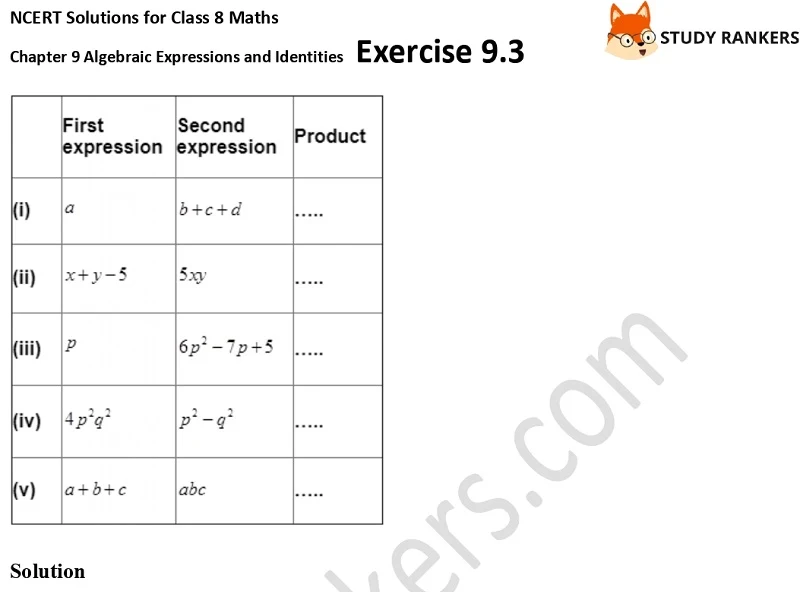 NCERT Solutions for Class 8 Maths Ch 9 Algebraic Expressions and Identities Exercise 9.3 2