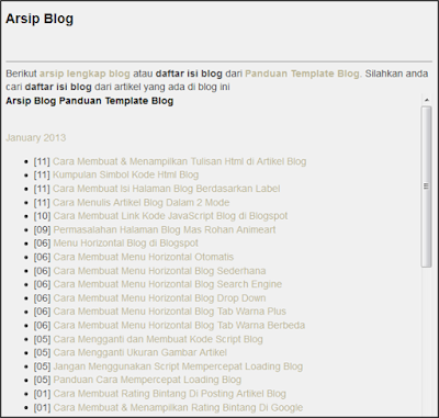 Cara Membuat Daftar Isi Blog di Halaman Blog