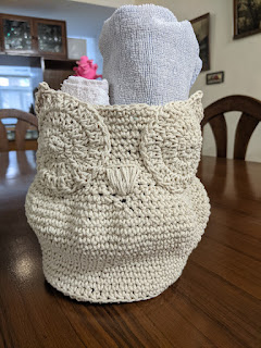 Owl Towel Holder - made in bleached jute yarn