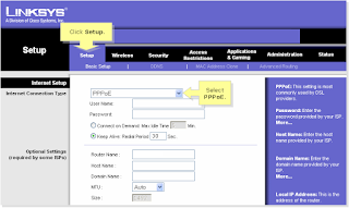 Configure Linksys Wireless G router in PPPOE mode