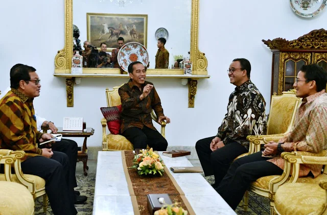 Jokowi Menerima Kunjungan Anies dan Sandi di Istana Negara