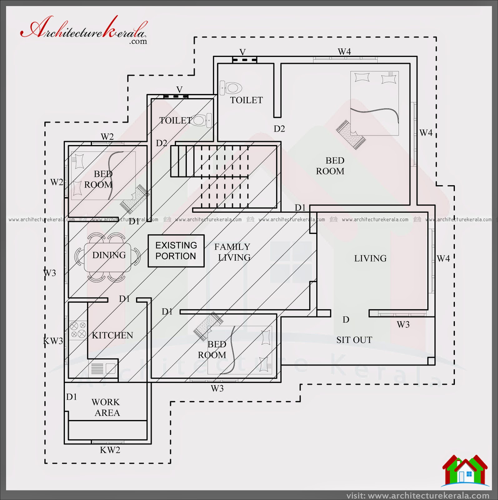  5  BEDROOM  IN 2000 SFT HOUSE  PLAN  ARCHITECTURE KERALA 