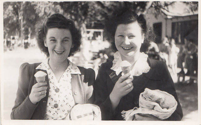 Betty Nevin and June Watson with icecreams 1940s