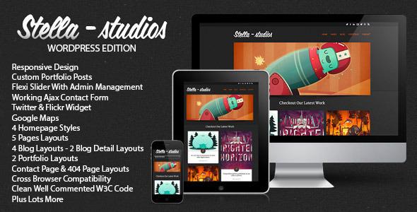 Stella Studios Responsive Wordpress Template - Creative WordPress