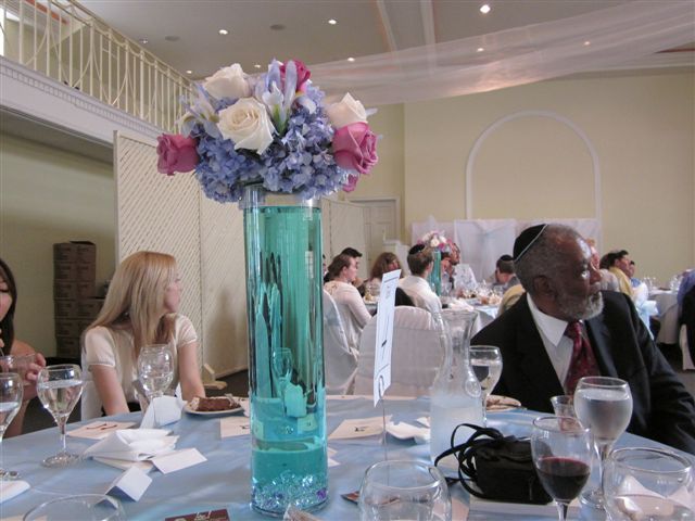 types of flowers on corsages Blue Hydrangea Centerpieces in Tall Cylinders | 640 x 480