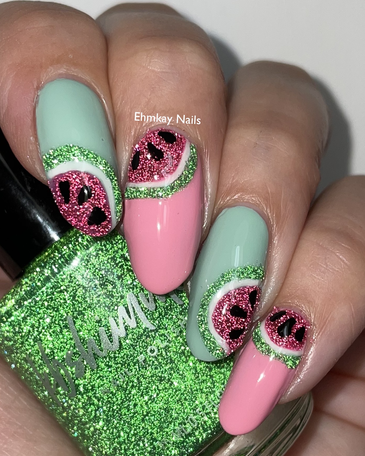 Watermelon Sugar Nails, Pink Sparkly Glitter Nails