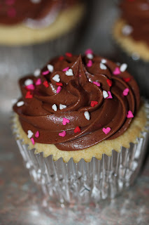 Yellow Cupcakes with Chocolate Sour Cream Frosting