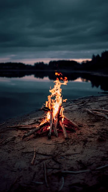 Fogueira, Acampamento, Lago