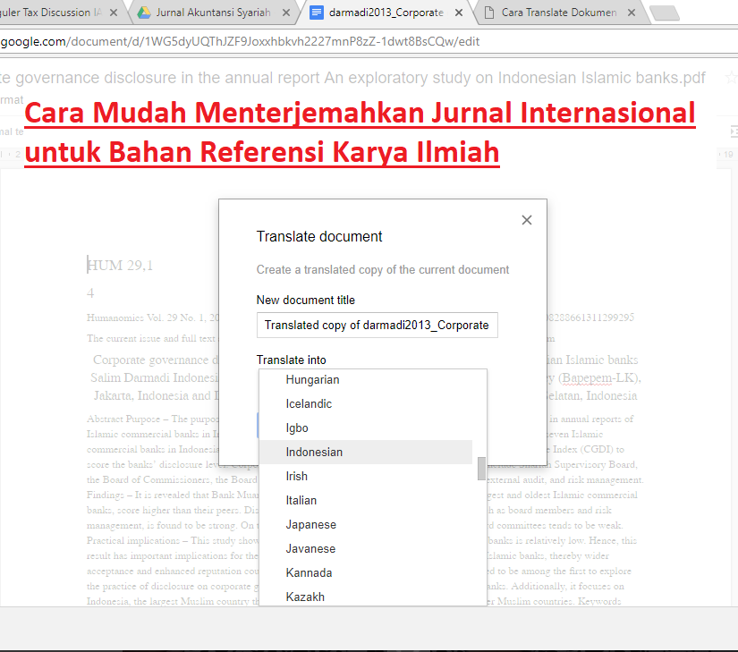 Cara Mudah Menterjemahkan Jurnal Internasional untuk Bahan ...