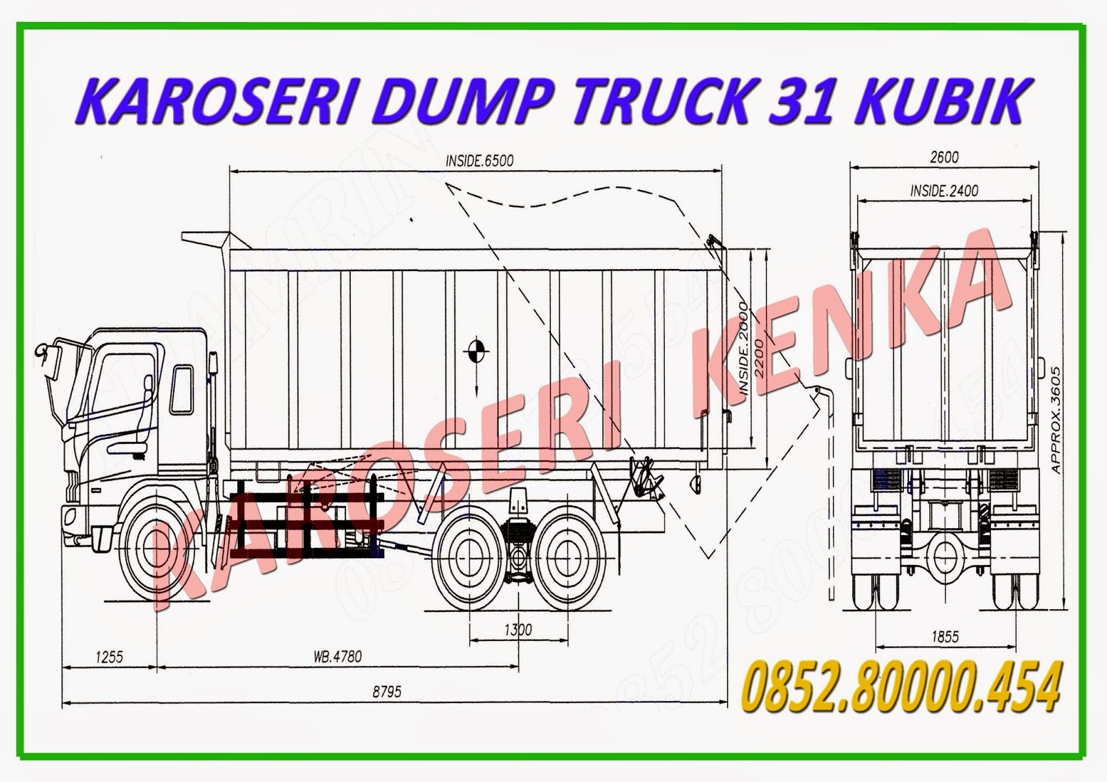 DIMENSI UKURAN DUMP TRUCK all type KAROSERI KENKA