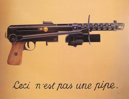 magritte gun, gun collage, gun illustration, gun art, ironic surrealism