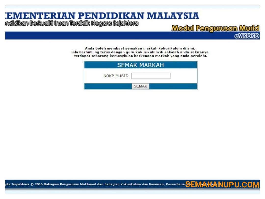 eMKOKO 2020 - Semakan Markah Kokurikulum Pelajar Online ...