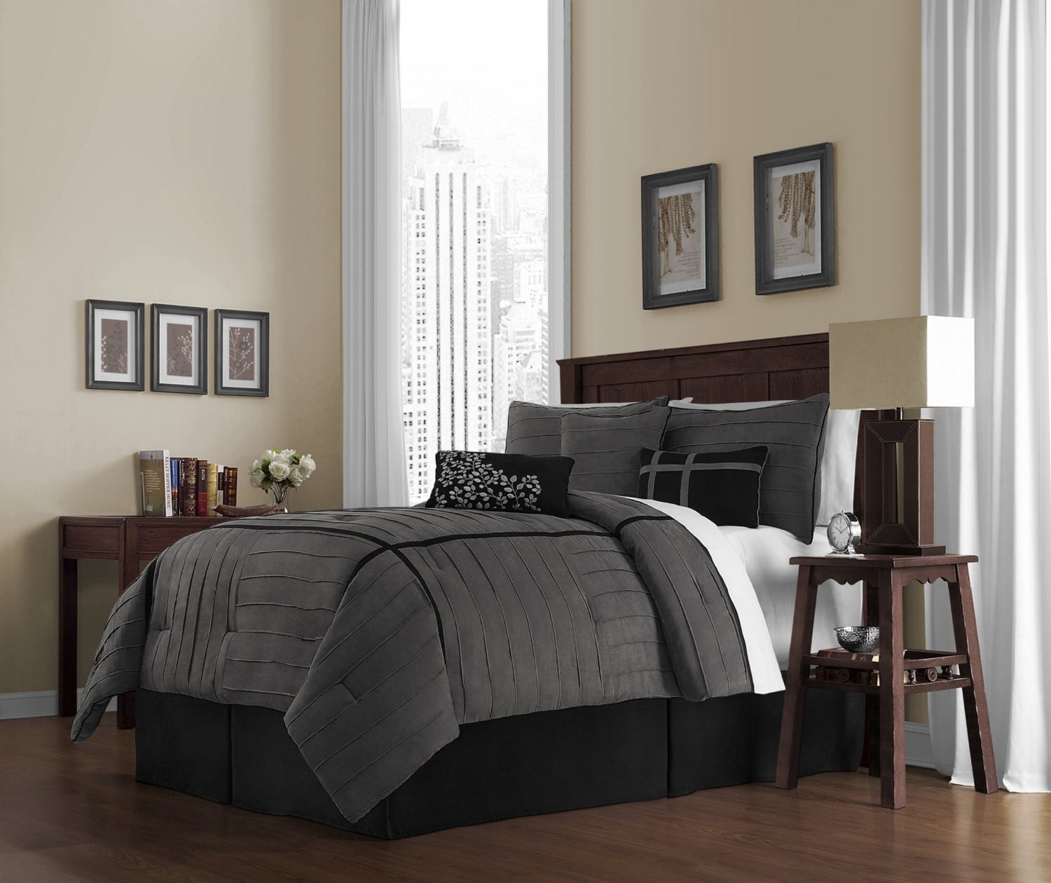  Charcoal  Grey  Comforter Bedding Sets