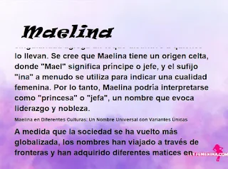▷ Significado del nombre Maelina