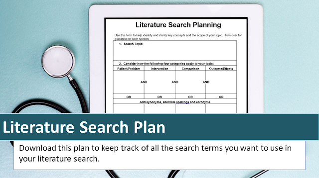image of the literature search plan with a stethoscope at the side