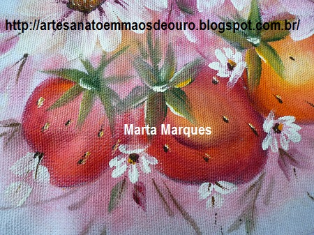 Pano de Prato Com Barra em Tecido e Pintura Porcelanizada Por Marta Marques 2