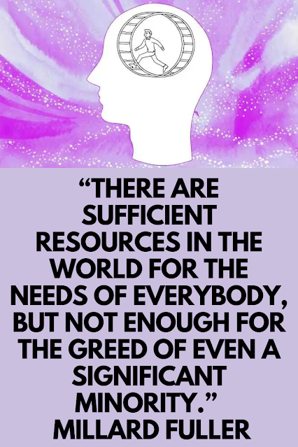 “There are sufficient resources in the world for the needs of everybody, but not enough for the greed of even a significant minority.”   Millard Fuller