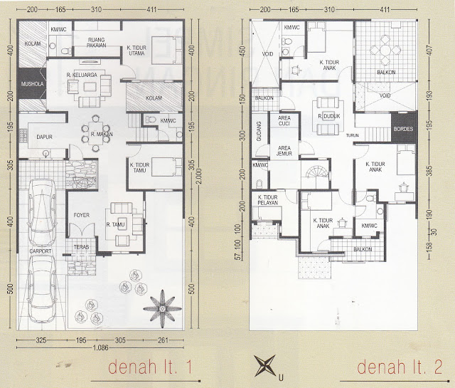 Denah 1 dan 2 Simplisitas Yang Elegan