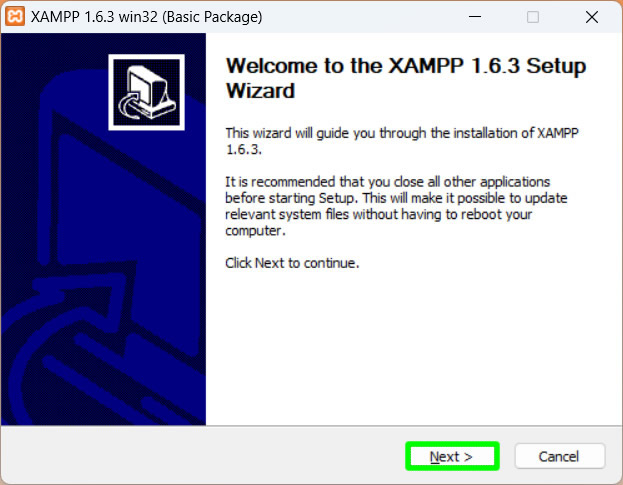 xampp installation welcome page