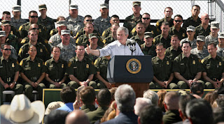 President George W. Bush speaks on immigration reform during a stop Monday, April 9, 2007, in Yuma, Ariz. Said the President, 'I can't think of a better place to come and to talk about the good work that's being done and the important work that needs to be done in Washington, D.C., and that's right here in Yuma, Arizona, a place full of decent, hardworking, honorable people.' White House photo by Eric Draper.