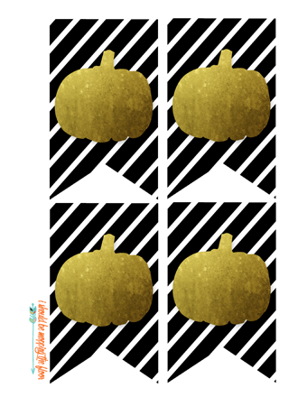 Free Printable Black, White, and Metallic Fall Banner | Download includes separate page of just metallic pumpkins, too.