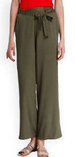 Olive Green Solid Parallel Trousers