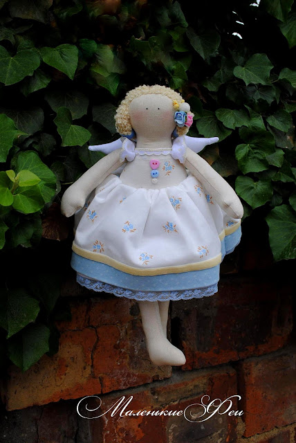  Tilda doll, handmade,  Ukraine, Odessa, blue, pink, yellow, fairy, angel, princess, kids, for kids, children, gift, gifts present, spring, summer, buttons