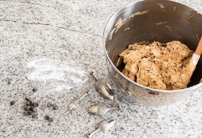 cookie dough in mixer