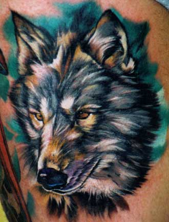 tattoo wolf. Beautiful artsy wolf head