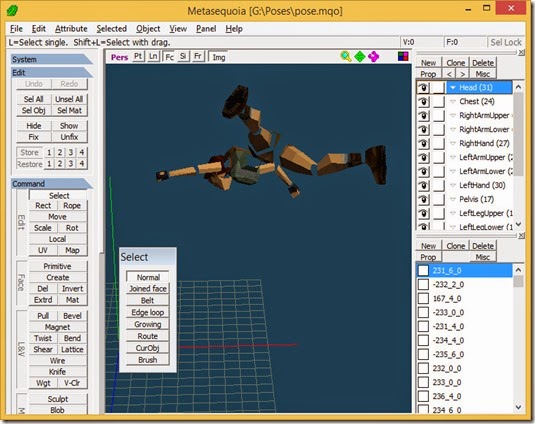 Exported pose in Metasequoia