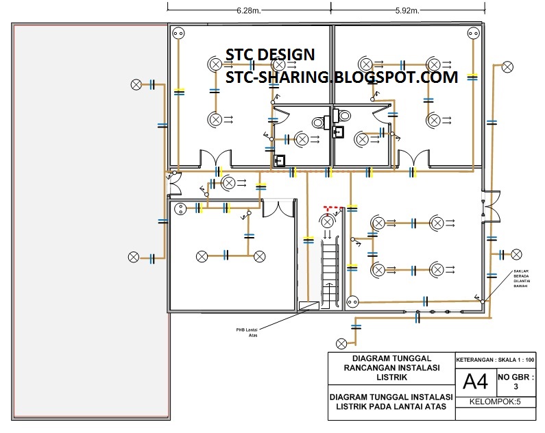 MENGGAMBAR RANCANGAN INSTALASI  LISTRIK  UNTUK RUMAH  2 